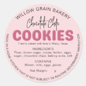 Roze Retro Cottage Koek Ingredientenlijst Sticker (Voorkant)