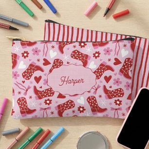 Roze Retro Cowgirl Laarzen & Strikken Persoonlijk Etui
