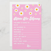Roze Retro Daisy Advies Baby shower Spelactiviteit Briefpapier (Voorkant / Achterkant)