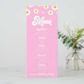 Roze Retro Daisy Bloem Verjaardagsfeest Voedsel Menu (Staand voorkant)