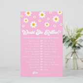 Roze Retro Daisy wil dat ze liever Baby shower spe Briefpapier (Staand voorkant)