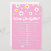 Roze Retro Daisy wil dat ze liever Baby shower spe Briefpapier (Voorkant / Achterkant)