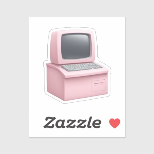 Roze Retro Desktop Computer Emoji Sticker (Vel)