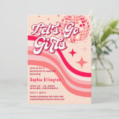 Roze Retro Disco 70's Bachelorette Weekend Kaart (Staand voorkant)