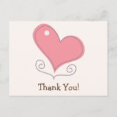 Roze Retro Doodle Hart Hartelijk dank Briefkaart (Voorkant)