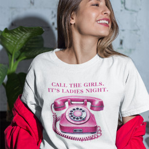 Roze Retro Draaischijf Telefoon Bel de Meiden Tri-Blend Shirt