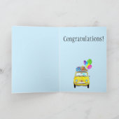 Roze retro Fiat 500 Birthday Kaart (Binnen)