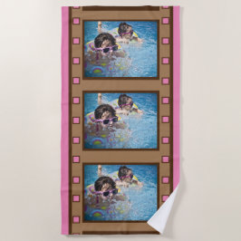 Roze retro Film Strip Photo Beach Towel Strandlaken