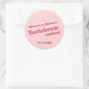 Roze retro Font Bachelorette Favor Labels
