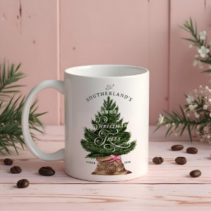 Roze Retro Fun  Boerderij Fresh Tree Monogram Koffiemok