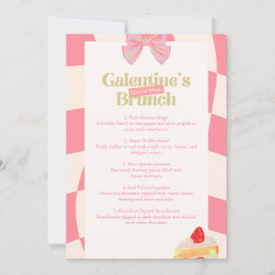 Roze retro Galentine's brunch menukaart Feestdagenkaart