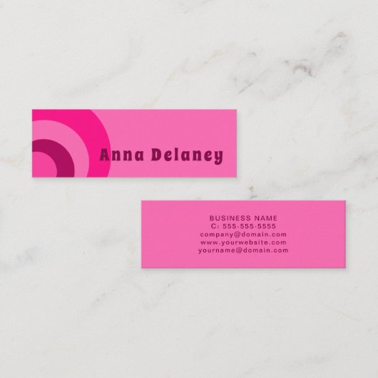 Roze retro geïnspireerd mini-Visitekaartje Mini Visitekaartje (Voorkant / Achterkant)