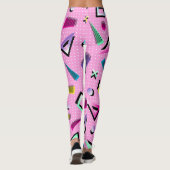 roze retro Geometric 80s stijl Leggings (Achterkant)