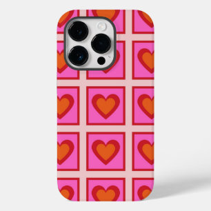 Roze Retro  geruit hart Y2K Patroon Case-Mate iPhone 14 Pro Hoesje