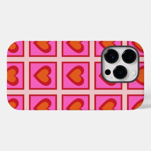 Roze Retro  geruit hart Y2K Patroon Case-Mate iPhone Case (Achterkant (horizontaal))