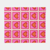 Roze Retro  geruit hart Y2K Patroon Fleece Deken (Voorkant (Horizontaal))