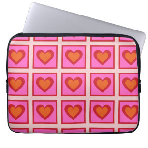 Roze Retro geruit hart Y2K Patroon Laptop Sleeve