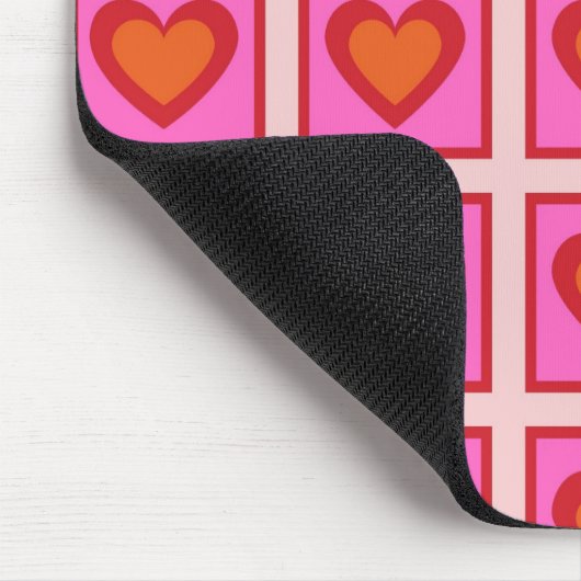 Roze Retro geruit hart Y2K Patroon Muismat (Hoek)