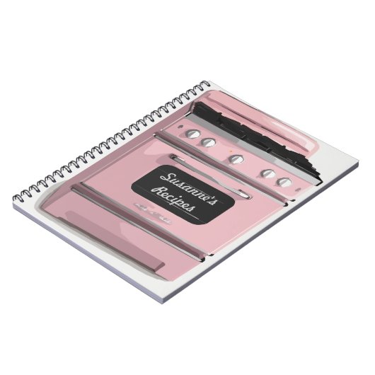 Roze Retro Gestreepte Book Journal Notitieboek (Linkerzijde)