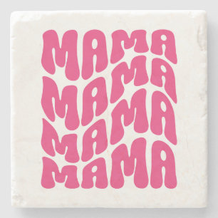 Roze Retro Groovy Cute Mama Moederdag mama Stenen Onderzetter