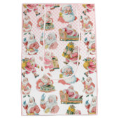 Roze Retro Groovy Kerstman Kerstmis Medium Cadeauzakje (Achterkant)