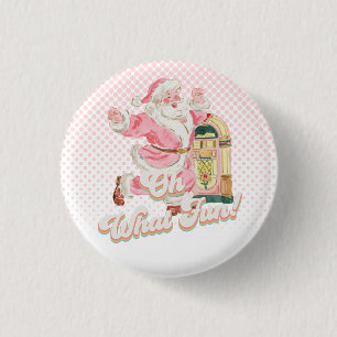 Roze Retro Groovy Santa Claus-Oh Wat een leuk fees Ronde Button 3,2 Cm