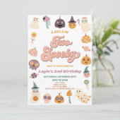 Roze Retro Halloween Twee Spooky 2e Verjaardagsfee Kaart (Staand voorkant)