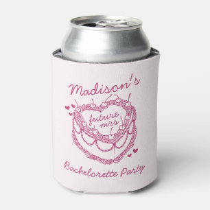 Roze Retro Hart Coquette Cherry Cake Bachelorette Blikjeskoeler