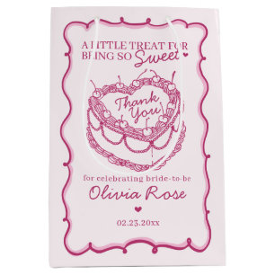 Roze Retro Hart Coquette Cherry Cake Bruids Douche Medium Cadeauzakje