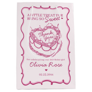 Roze Retro Hart Coquette Cherry Cake Verjaardag Medium Cadeauzakje