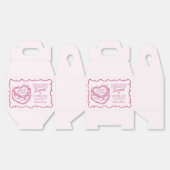 Roze Retro Hart Coquette Kersencake Bruidsjurk Bedankdoosjes (Ongevouwen)