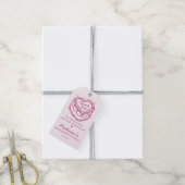 Roze Retro Hart Coquette Kersencake Bruidsmeisje v Cadeaulabel (Met Touw)