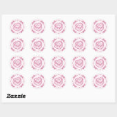 Roze Retro Hart Coquette Kersencake BruidsShower Ronde Sticker (Vel)