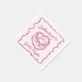 Roze Retro Hart Coquette Kersencake Galentines Servet (Hoek)