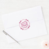 Roze Retro Hart Coquette Kersentaart BruidsShower Ronde Sticker (Envelop)