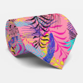 Roze Retro Hawaiiaans patroon Stropdas (Opgerold)