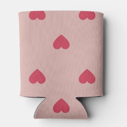 Roze Retro Heart Y2K-patroon met roze achtergrond Blikjeskoeler (Achterkant)