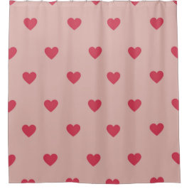 Roze Retro Heart Y2K-patroon met roze achtergrond Douchegordijn