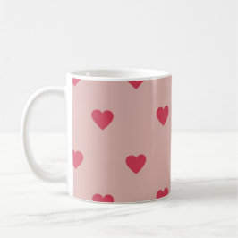 Roze Retro Heart Y2K-patroon met roze achtergrond Koffiemok