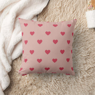Roze Retro Heart Y2K-patroon met roze achtergrond Kussen