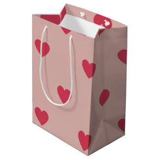 Roze Retro Heart Y2K-patroon met roze achtergrond Medium Cadeauzakje