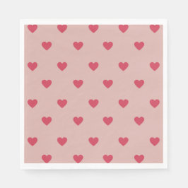 Roze Retro Heart Y2K-patroon met roze achtergrond Servet