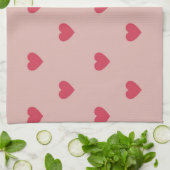 Roze Retro Heart Y2K-patroon met roze achtergrond Theedoek (Gevouwen)