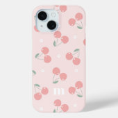 Roze Retro Kersen Aangepaste naam Monogram Case-Mate iPhone Case (Achterkant)