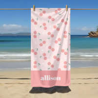 Roze Retro Kersen Aangepaste naam Monogram