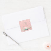 Roze Retro Kerstbaking Goodie Trein Square Vierkante Sticker (Envelop)