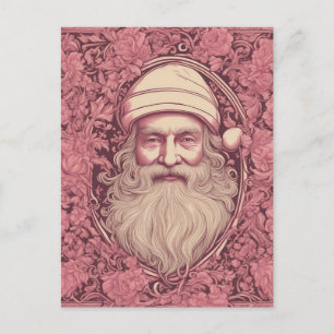 Roze Retro Kerstman Briefkaart