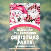 Roze Retro Kerstman Kerstfeest Welkom Acryl Bord (Neutraal)