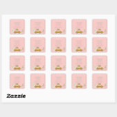 Roze Retro Kerstmis Bakken Goodie Treats Square Vierkante Sticker (Vel)