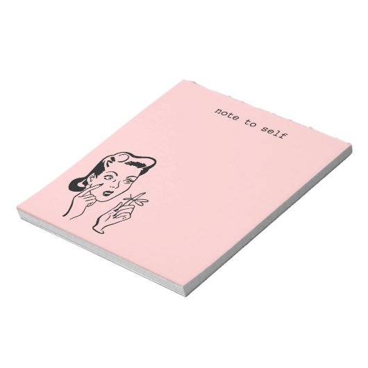 Roze Retro Lady Note voor Self Memo Pad Notitieblok (Gedraaid)